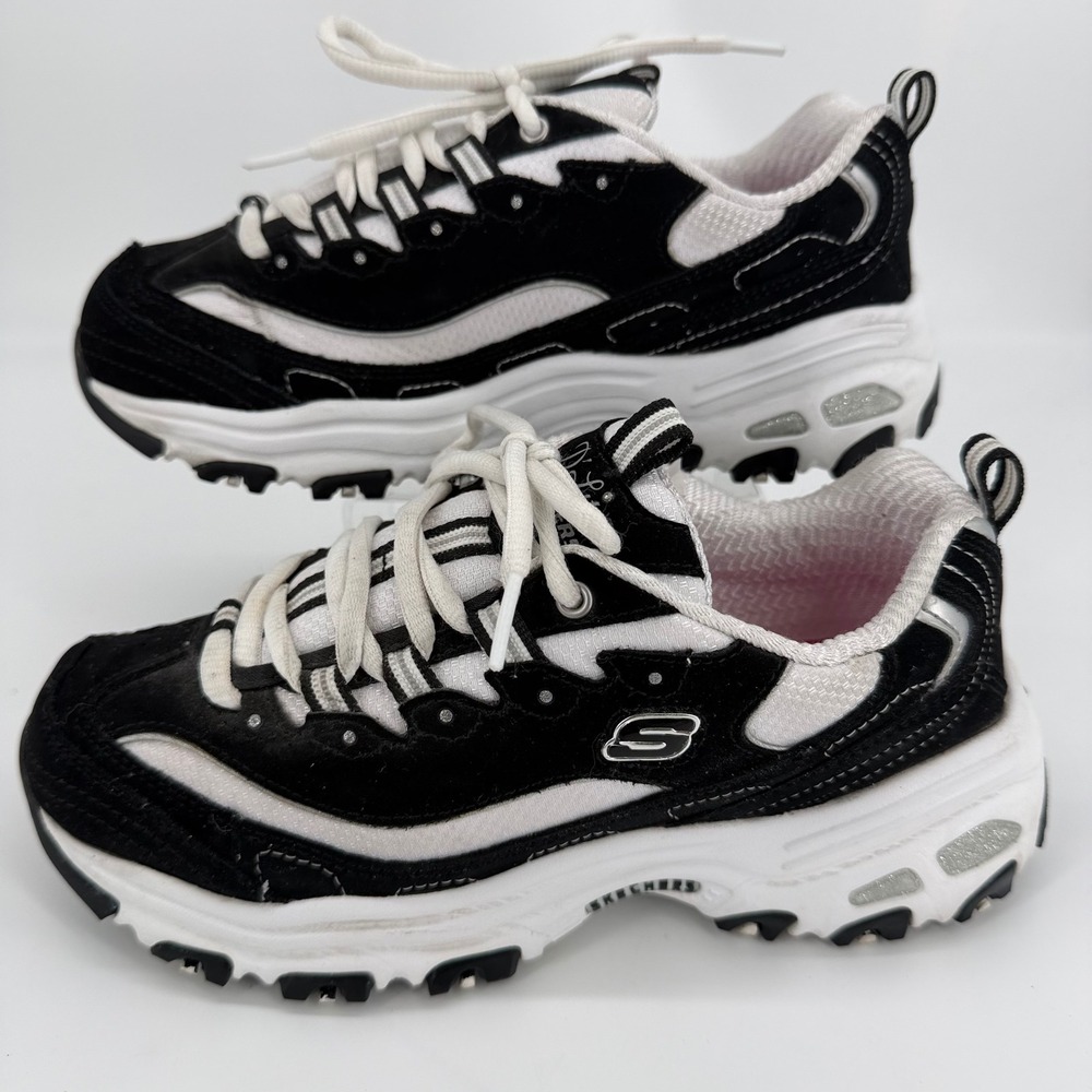 Skechers DLites Biggest Fan Black White Sneakers 11930 Womens Size 6 Chunky Shoe